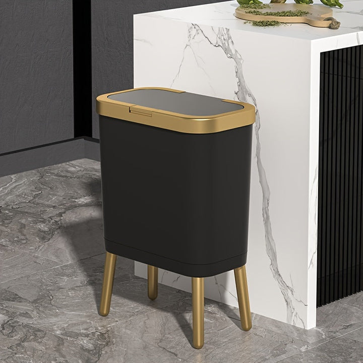 15L Modern Odour-Sealing Trash Can with Elevated Legs | Stylish Waste Bin for Kitchen, Living &amp; Bathroom