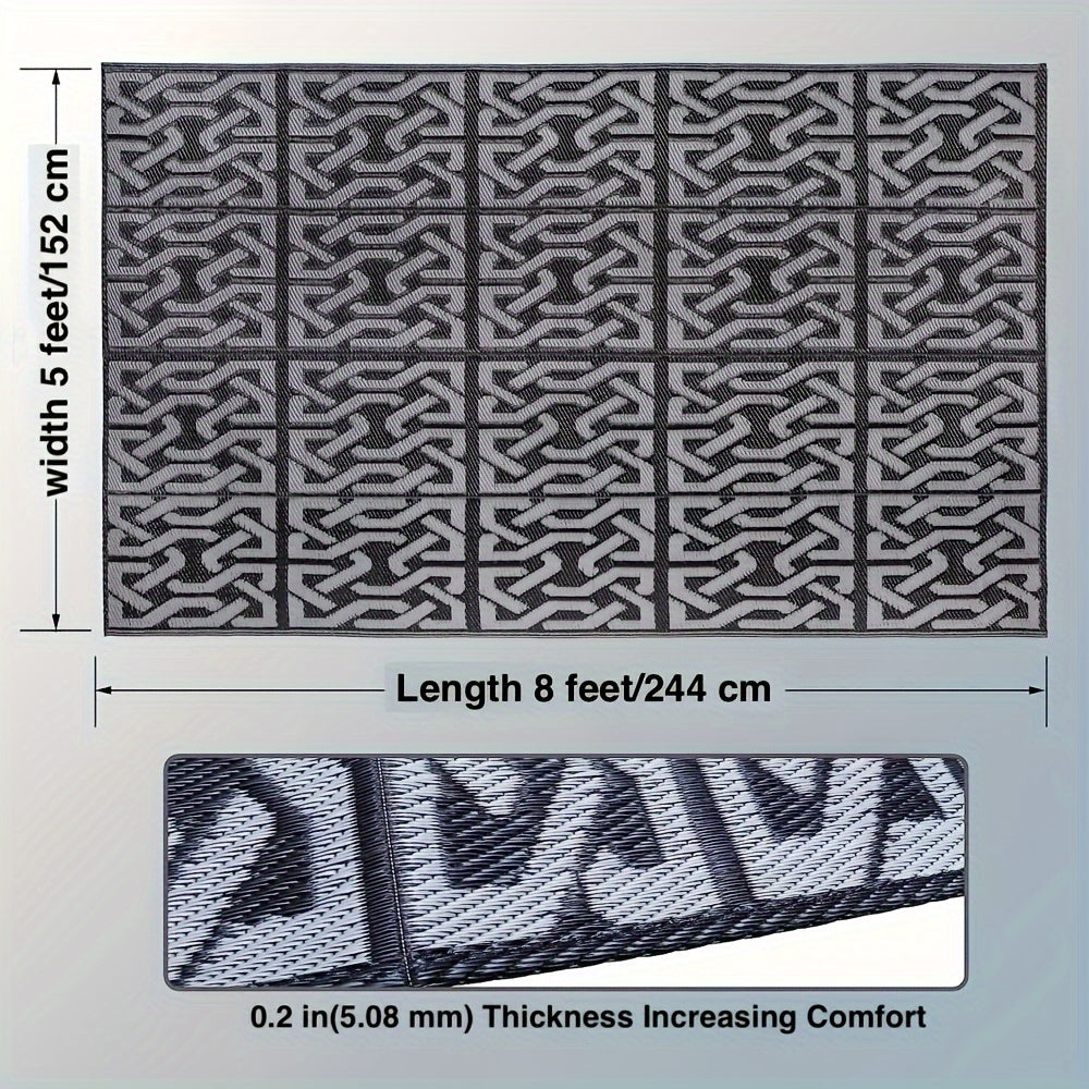 Reversible Outdoor Rug | Black &amp; Grey Modern Patio Mat