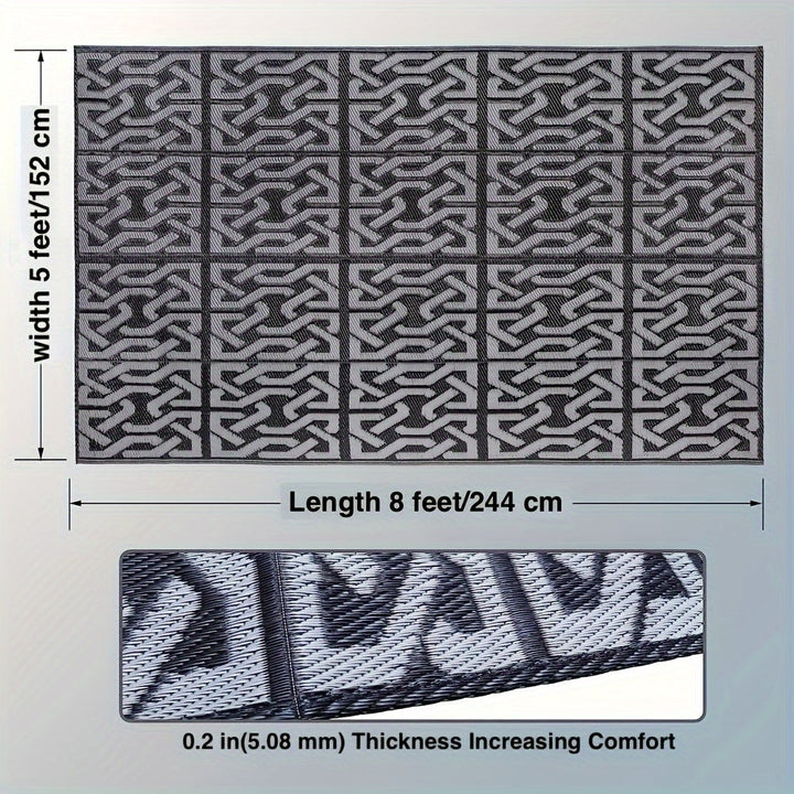 Reversible Outdoor Rug | Black &amp; Grey Modern Patio Mat