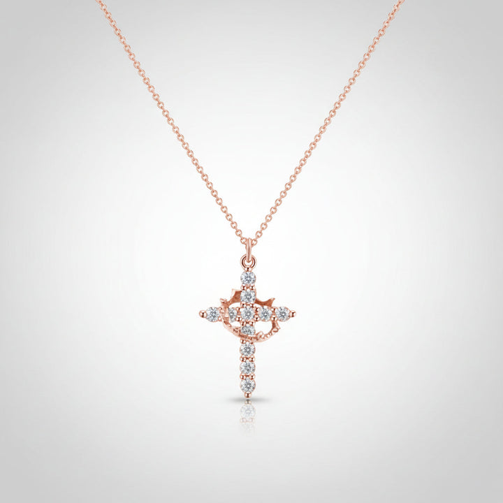 Cross Necklace Crown Pendant Gold Silver Faith Jewellery