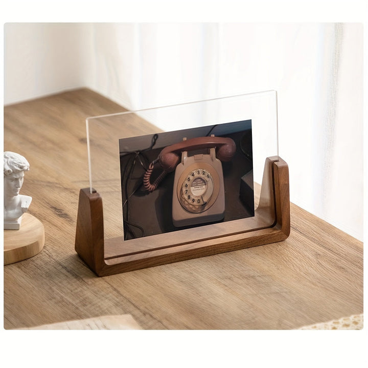 U-Shaped Acrylic &amp; Wood Photo Frame | Modern Minimalist Display