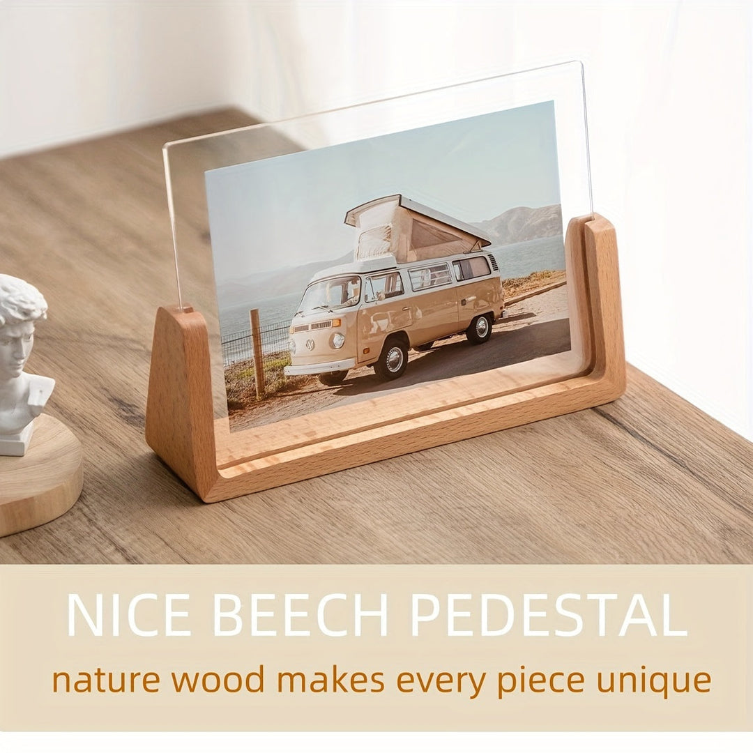 U-Shaped Acrylic &amp; Wood Photo Frame | Modern Minimalist Display