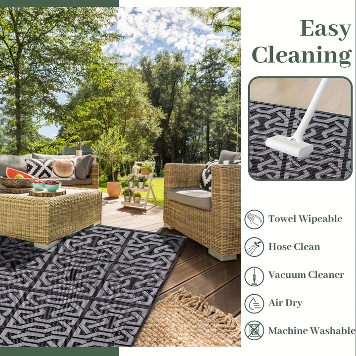 Reversible Outdoor Rug | Black &amp; Grey Modern Patio Mat
