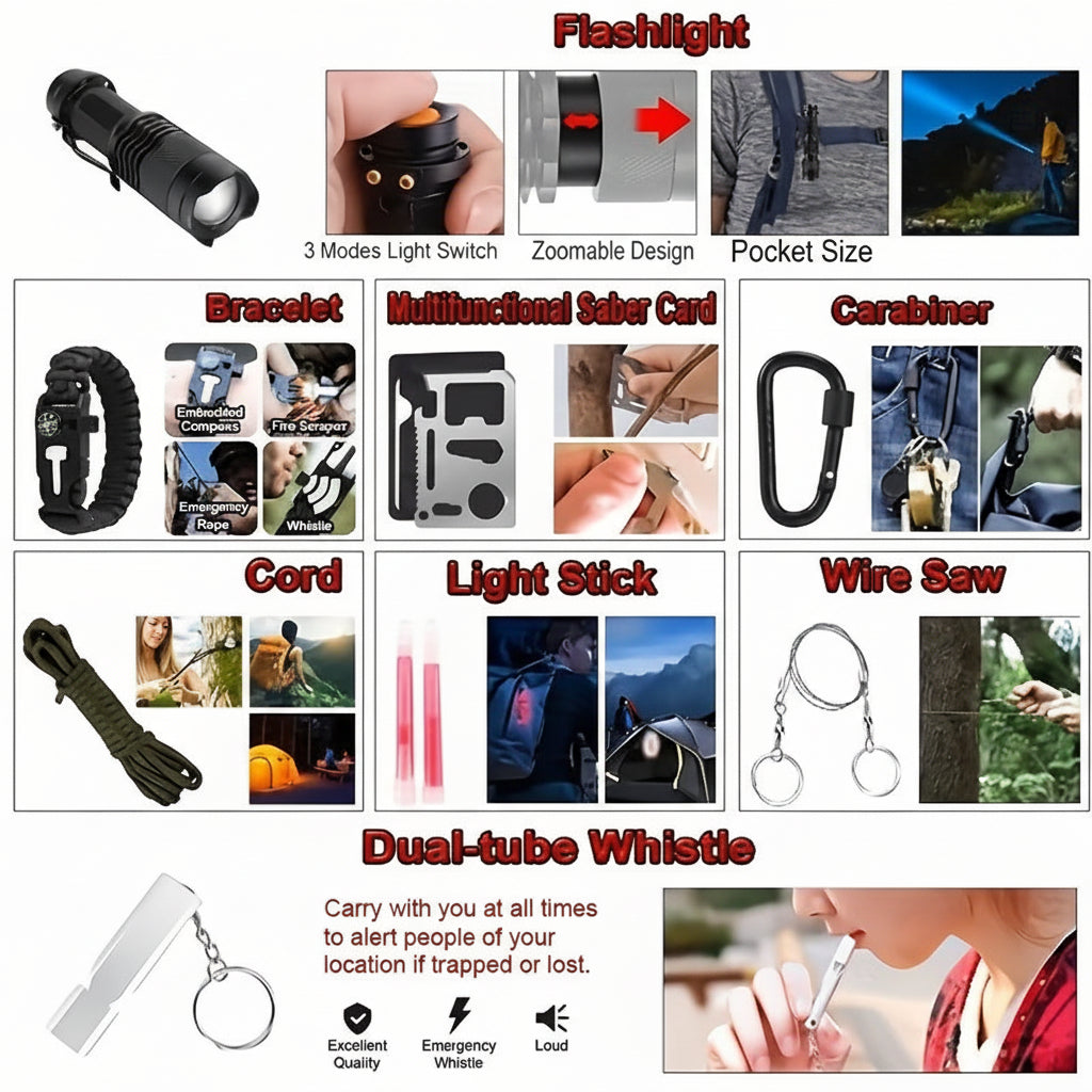 Tactical Survival Gear Backpack Multi Tool First Aid Kit