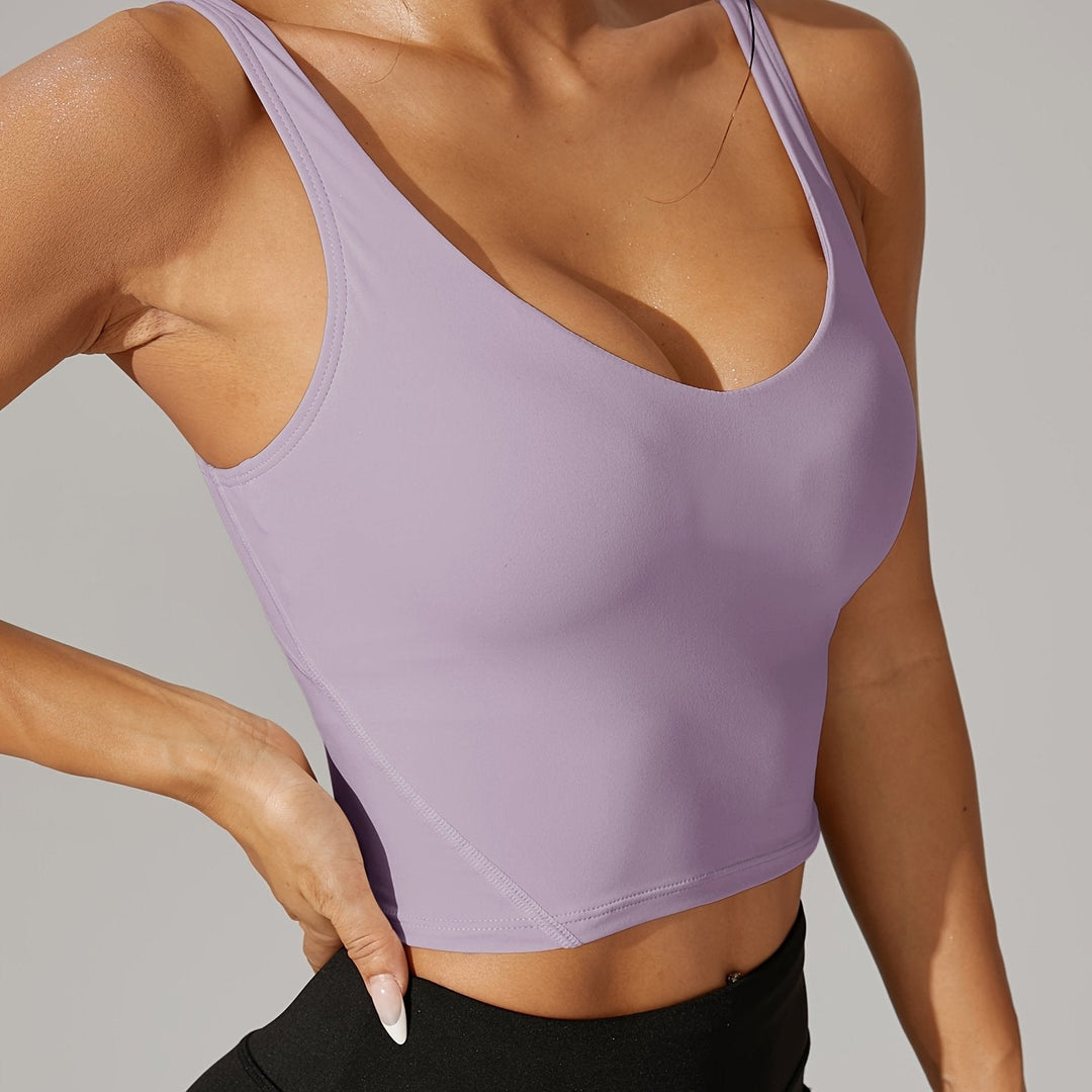 Pickleball Backless Crop Tank V Neck Stretch Athletic Top