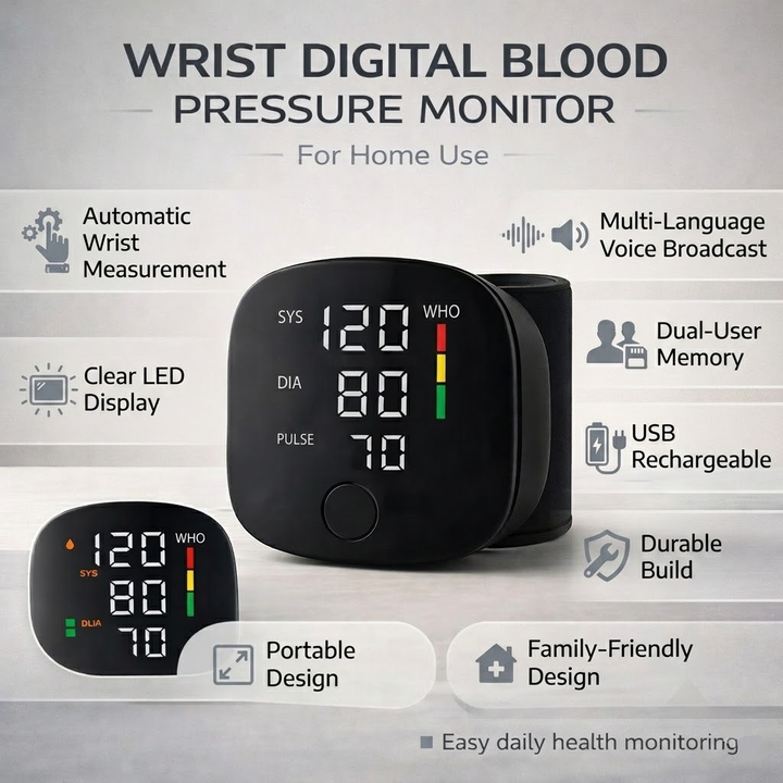Blood Pressure Monitor Wrist Digital