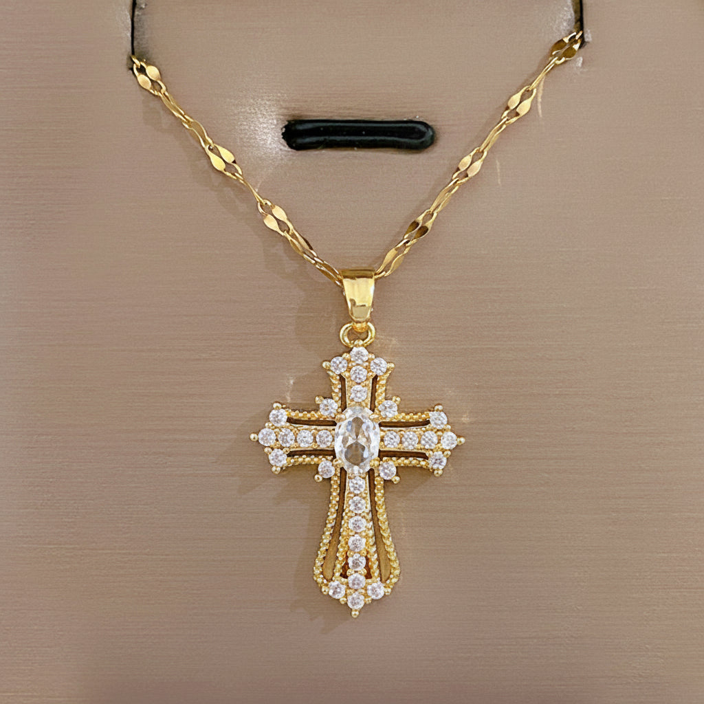 Necklace Cross Pendant Gold Mothers Day Gift Jewellery
