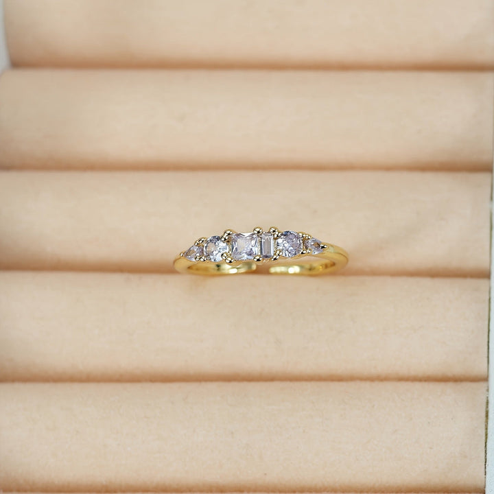 Mothers Day Gold Ring Set Stackable Rhinestone Boho Rings
