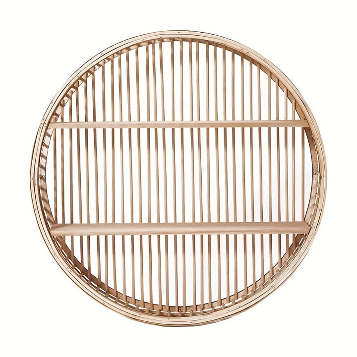 Round Bamboo Wall Shelf | Handmade Boho Floating Organizer