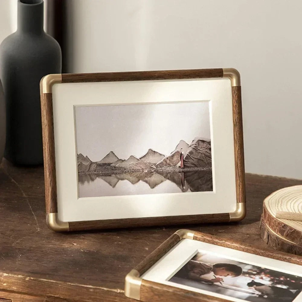 Brooks Tabletop Photo Frame | Vintage Wood &amp; Brass Design