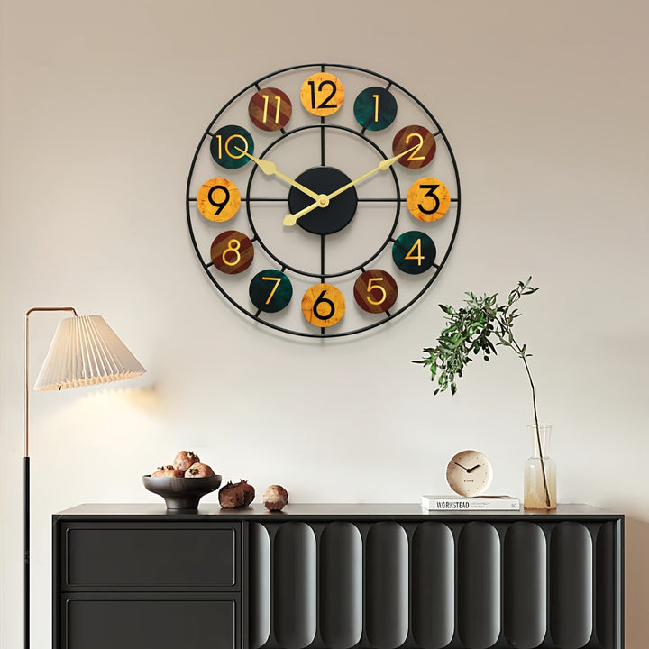 Colourful Metal Wall Clock | Retro Iron Design
