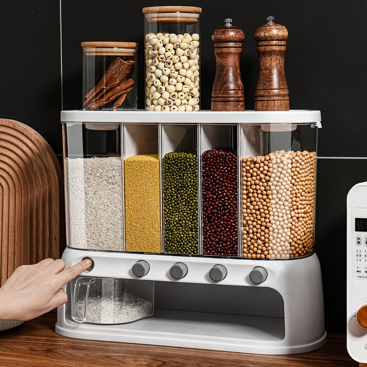 Multi-Compartment Kitchen Grain Storage Container | Airtight Trouserry Organiser with Flip-Top Lid