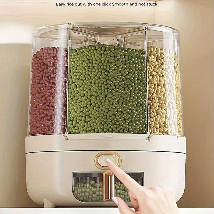 Rotating Airtight Food Storage Container | Large-Capacity Grain &amp; Cereal Dispenser with 360° Design