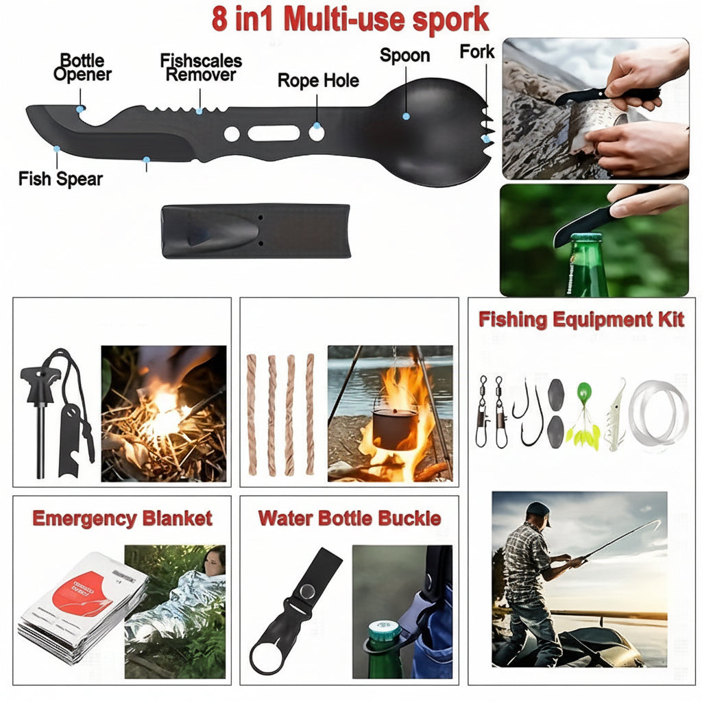 Tactical Survival Gear Backpack Multi Tool First Aid Kit