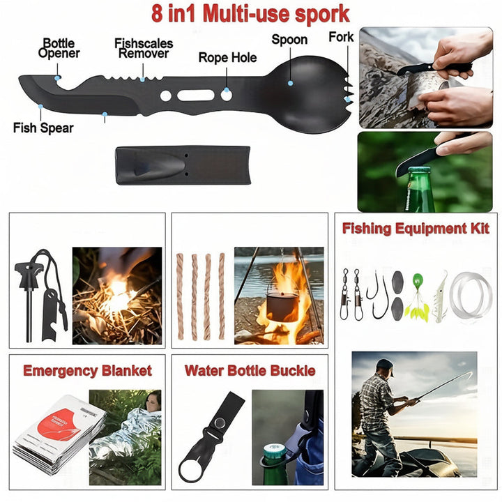 Tactical Survival Gear Backpack Multi Tool First Aid Kit