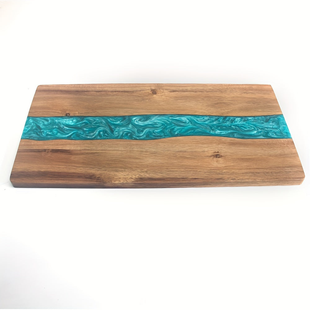 Resin River Cutting Board | Acacia Wood Charcuterie &amp; Cheese Board