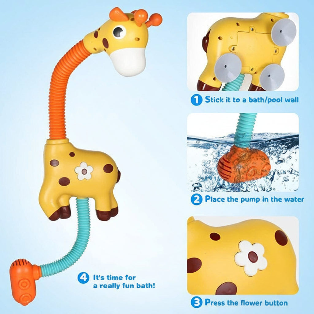 Bath Toy Water Spraying Giraffe Interactive Fun Soft Edges