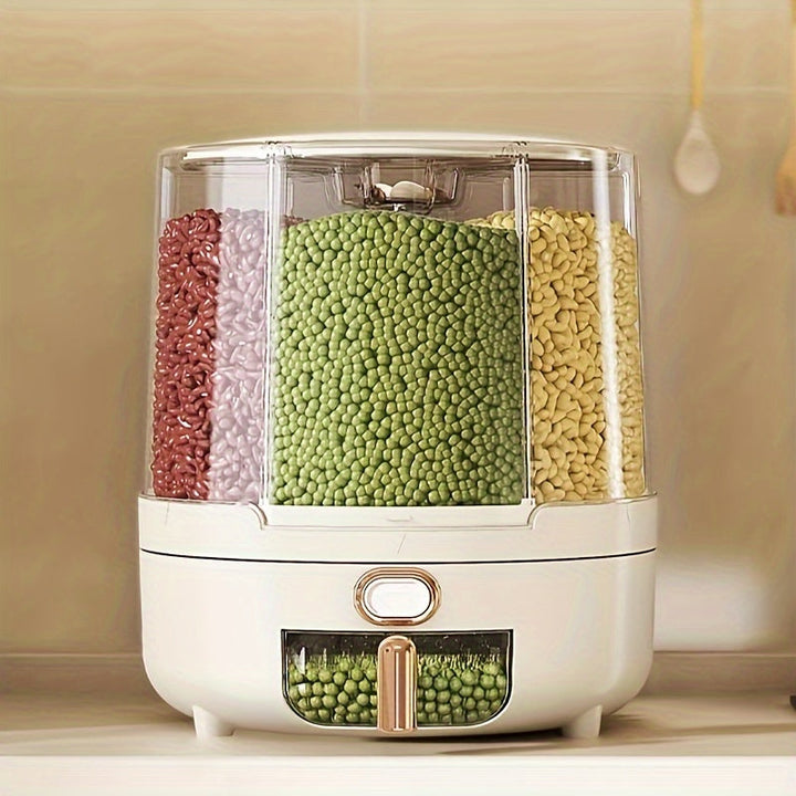 Rotating Airtight Food Storage Container | Large-Capacity Grain &amp; Cereal Dispenser with 360° Design