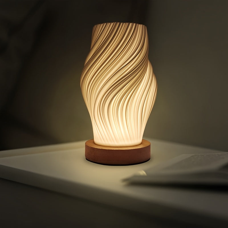 Modern LED Swirl Table Lamp | Minimalist Dimmable Bedside &amp; Desk Light