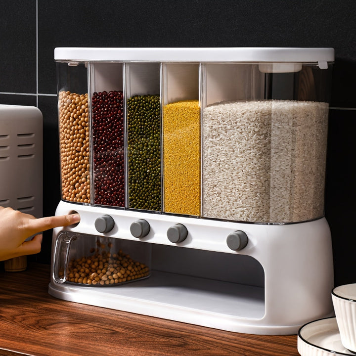 Multi-Compartment Kitchen Grain Storage Container | Airtight Trouserry Organiser with Flip-Top Lid