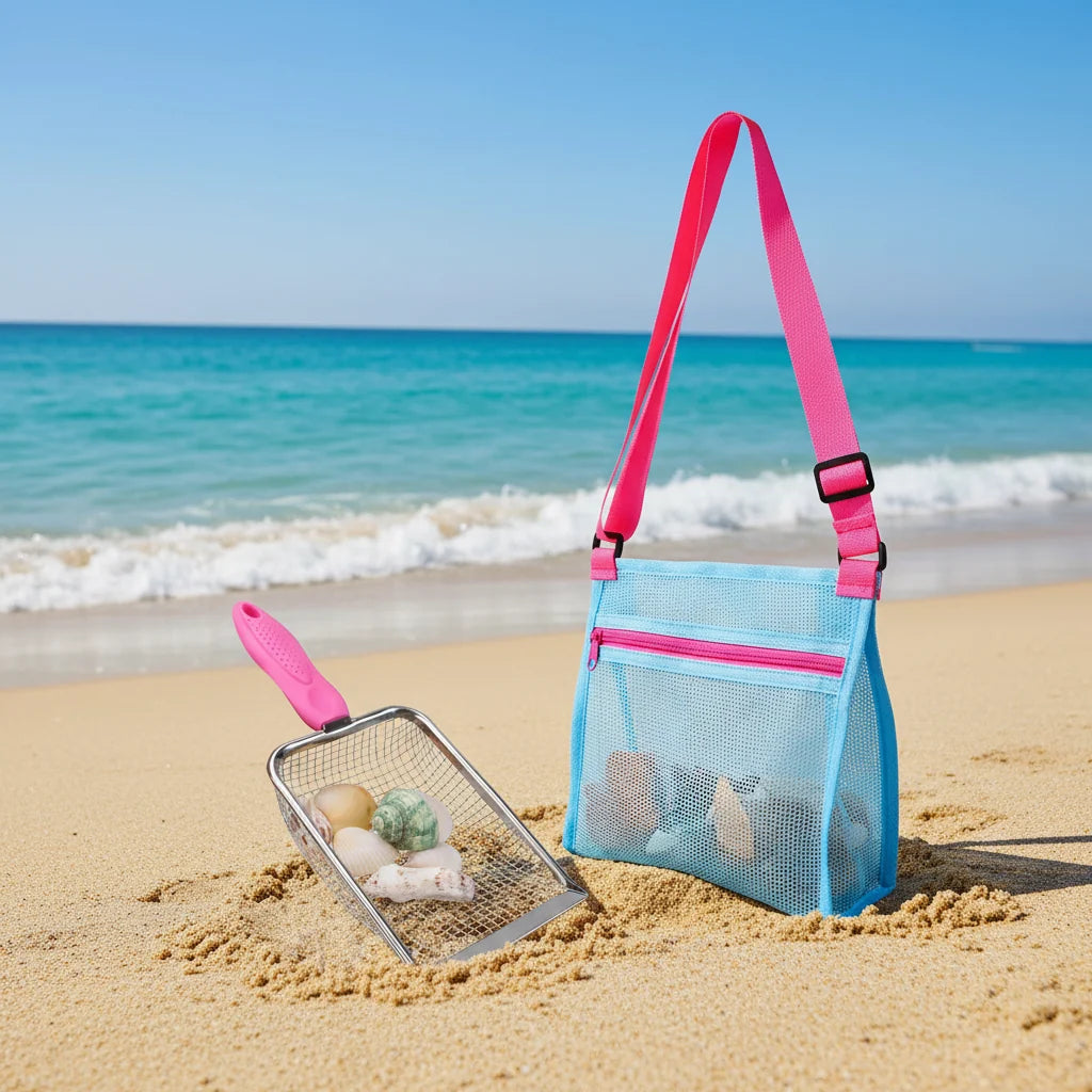 Beach Toy Kids Sand Sifter Shell Collector Shovel