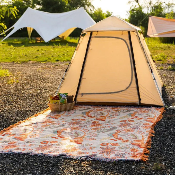Blanket Throw Fringe Floral Boho Blanket