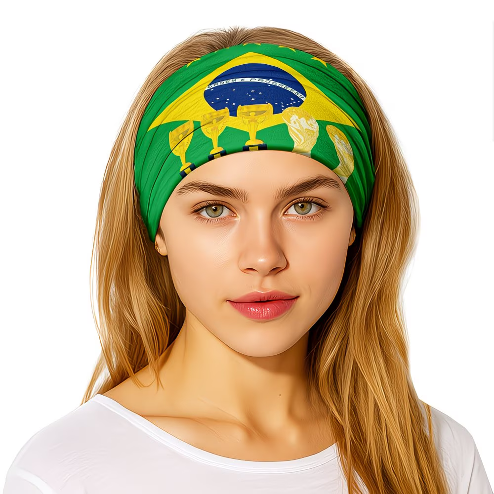 Brazil Flag World Cup Headband Gaiter Face Cover
