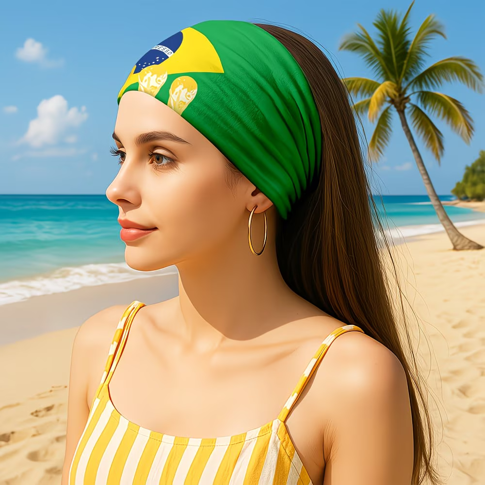 Brazil Flag World Cup Headband Gaiter Face Cover