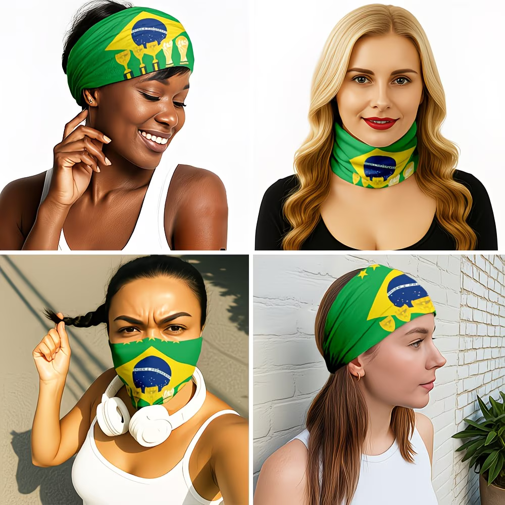 Brazil Flag World Cup Headband Gaiter Face Cover