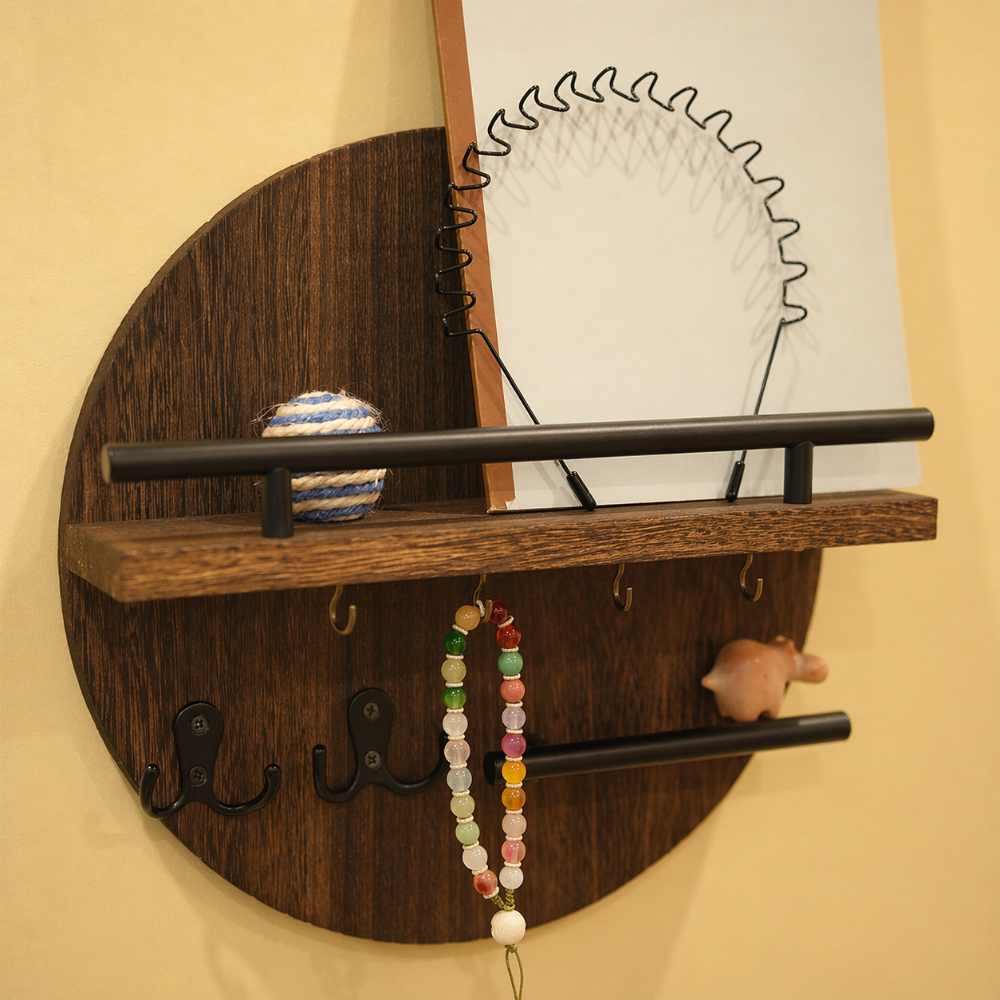 Round Wooden Key Holder | Stylish &amp; Eco-Friendly Wall Organiser