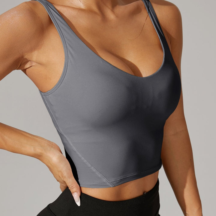 Pickleball Backless Crop Tank V Neck Stretch Athletic Top