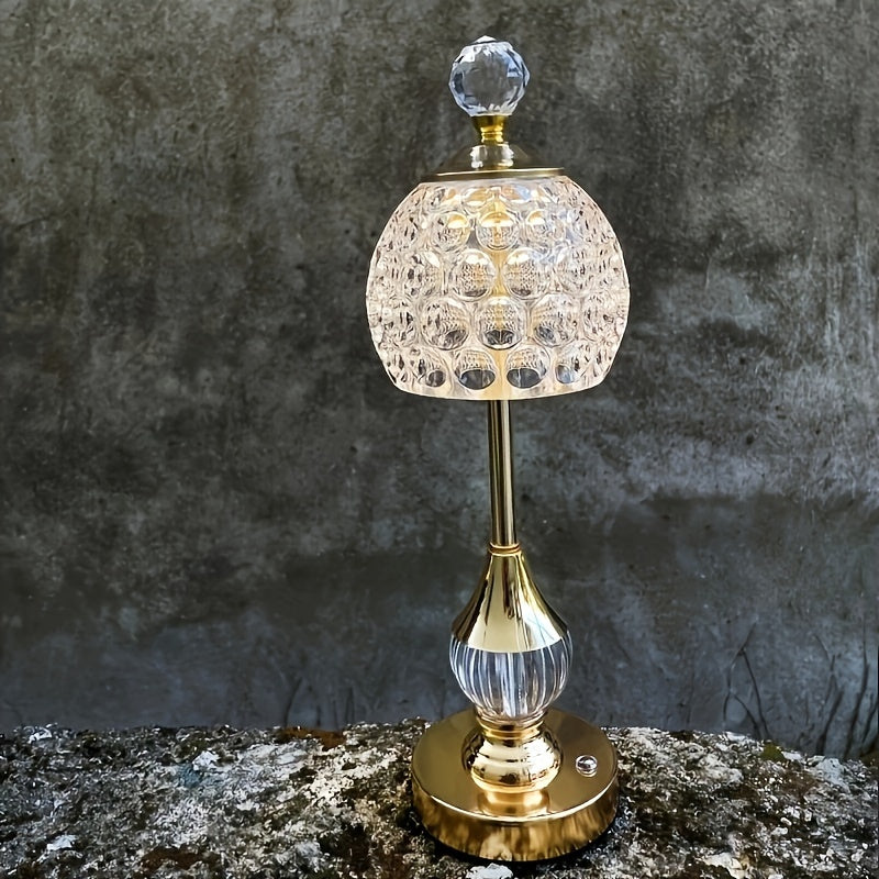 Crystal Touch Table Lamp | Rechargeable LED Bedside Light