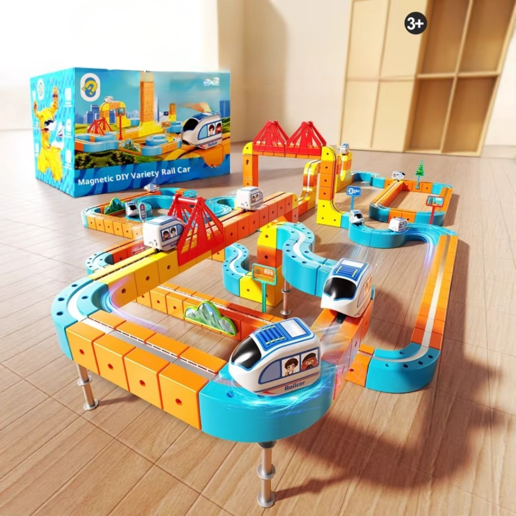 Construction Toy Electric Train Set Magnetic Track System
