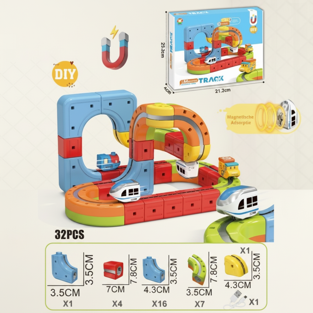 Construction Toy Electric Train Set Magnetic Track System