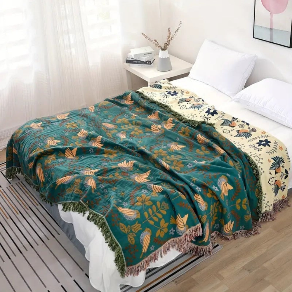 Cooling Throw Blanket Reversible Decorative Layered