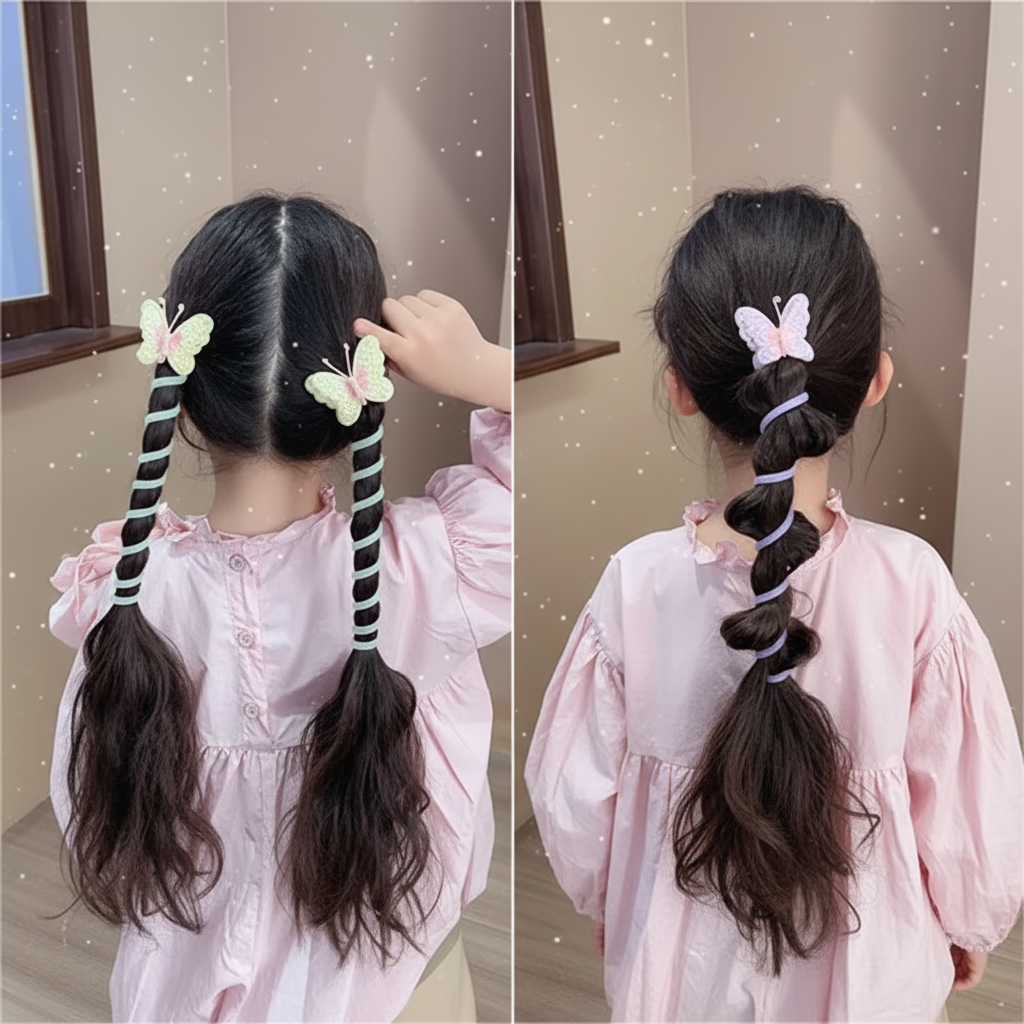Cute Hair Bands Spiral Ties Butterfly Design