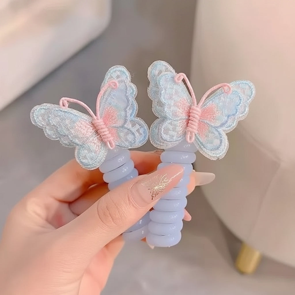 Cute Hair Bands Spiral Ties Butterfly Design