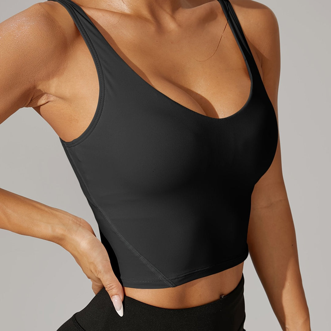 Pickleball Backless Crop Tank V Neck Stretch Athletic Top