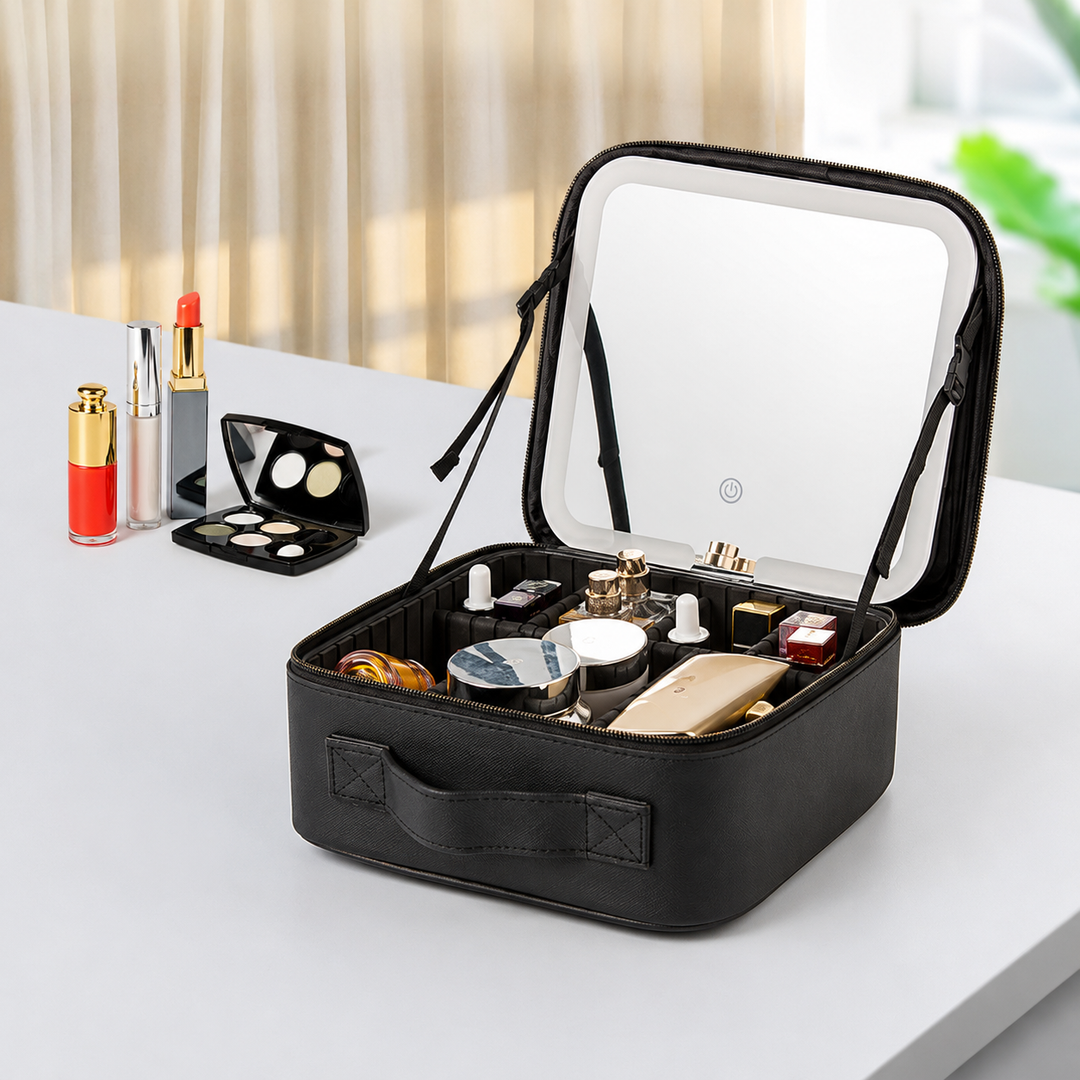 Makeup Case Travel Cosmetic Organizer Mothers Day LED Mirror Box