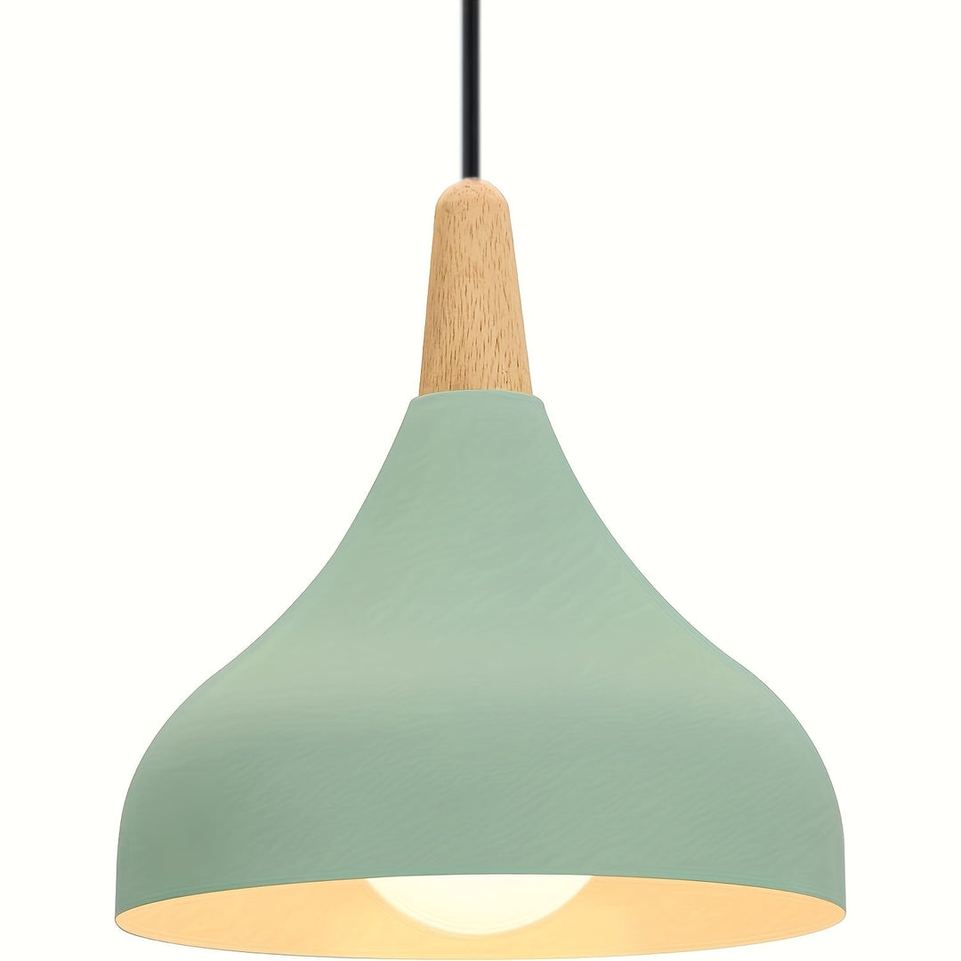 Modern Teardrop Pendant Light | Metal &amp; Wood Hanging Lamp