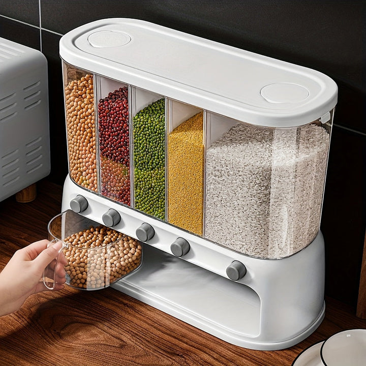 Multi-Compartment Kitchen Grain Storage Container | Airtight Trouserry Organiser with Flip-Top Lid