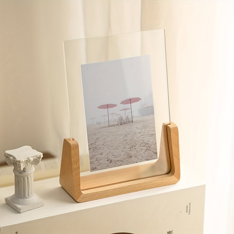 U-Shaped Acrylic &amp; Wood Photo Frame | Modern Minimalist Display