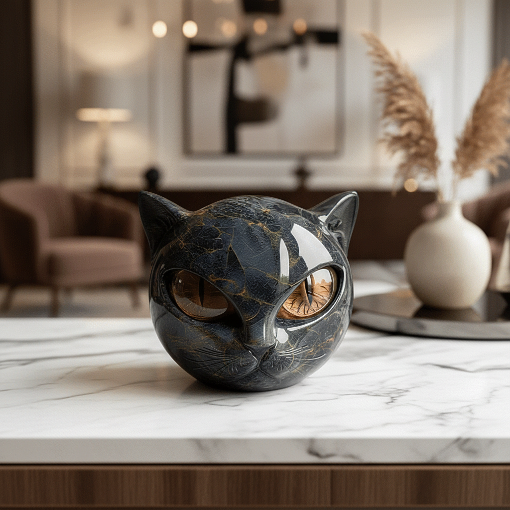 Decorative Cat Sculpture Unique Home Accent Modern Interiors