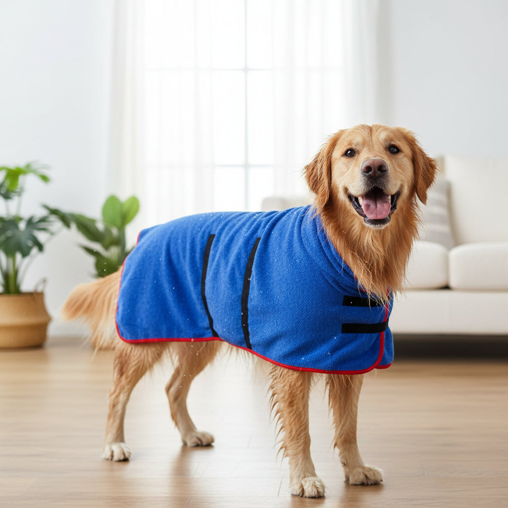 Dog Towel Drying Coat Adjustable Fit Pets Dog Bath Towel
