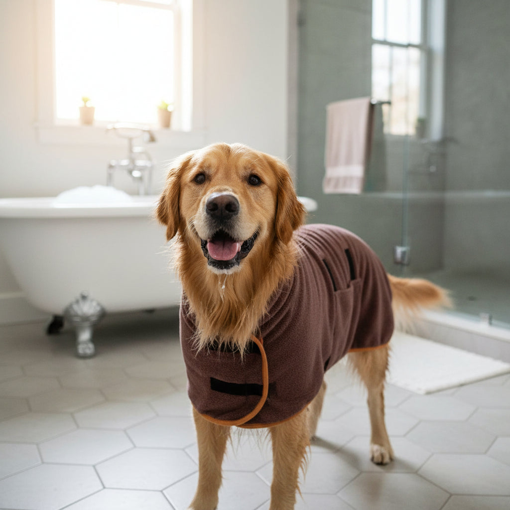 Dog Towel Drying Coat Adjustable Fit Pets Dog Bath Towel