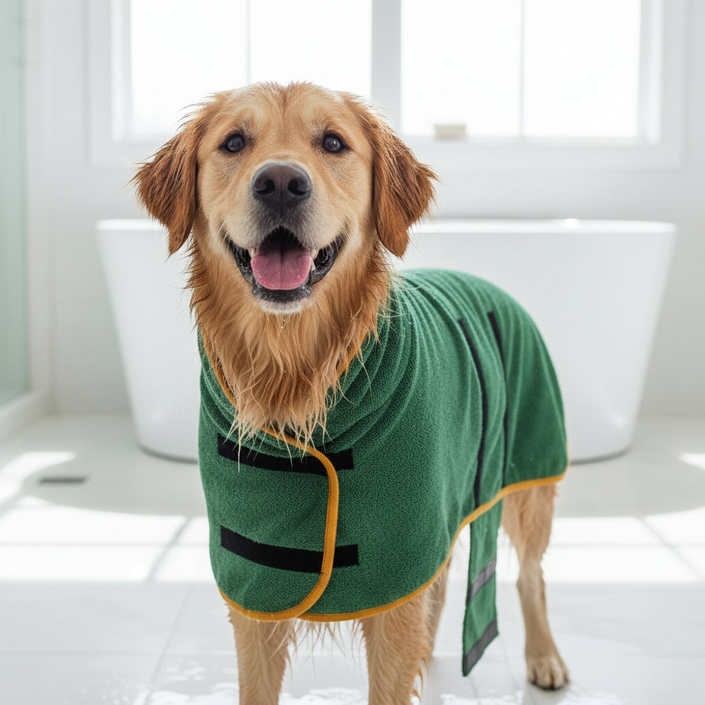 Dog Towel Drying Coat Adjustable Fit Pets Dog Bath Towel
