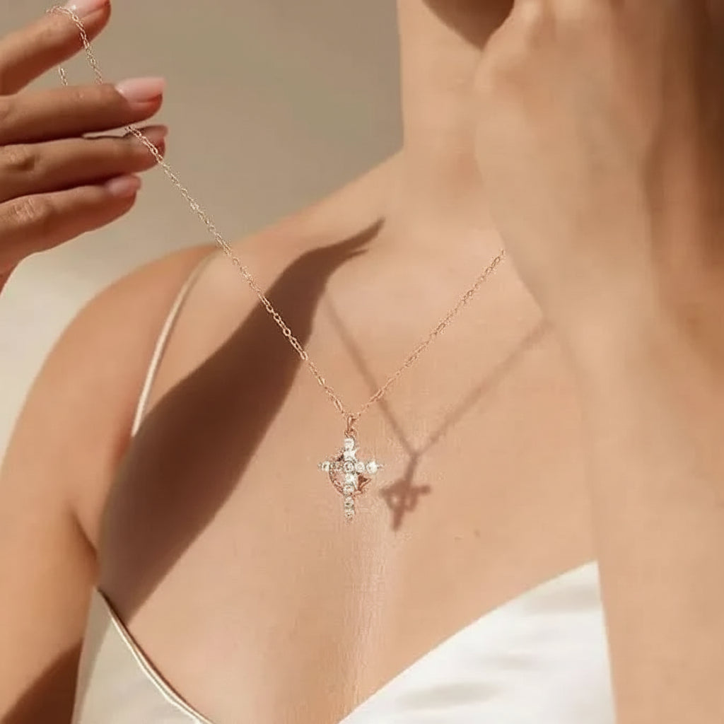 Cross Necklace Crown Pendant Gold Silver Faith Jewellery