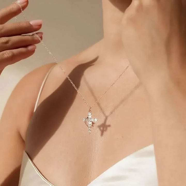 Cross Necklace Crown Pendant Gold Silver Faith Jewellery