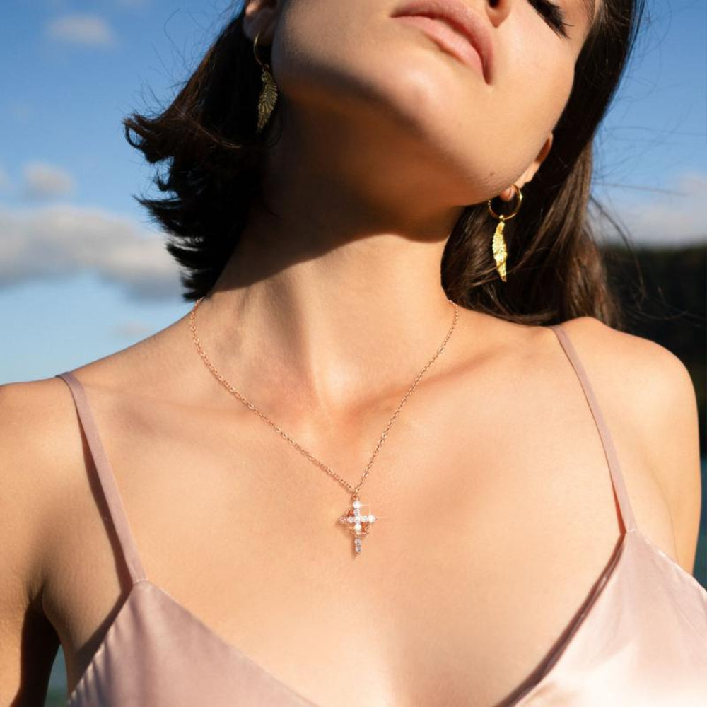 Necklace Cross Pendant Crown Mothers Day Faith Jewellery Gift