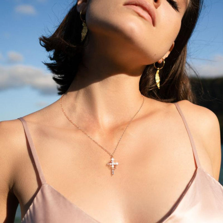 Necklace Cross Pendant Crown Mothers Day Faith Jewellery Gift